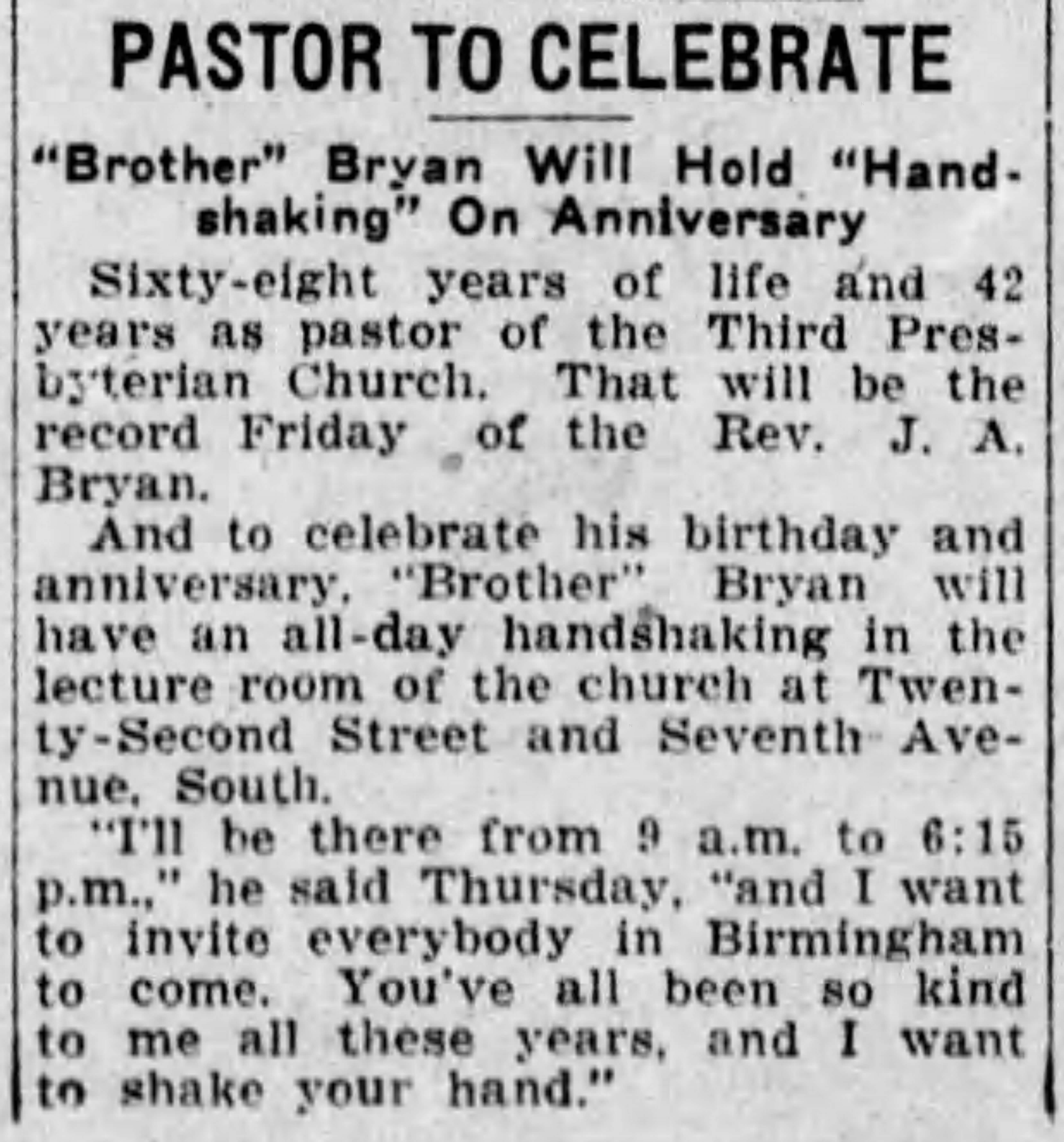 Pastor To Celebrate